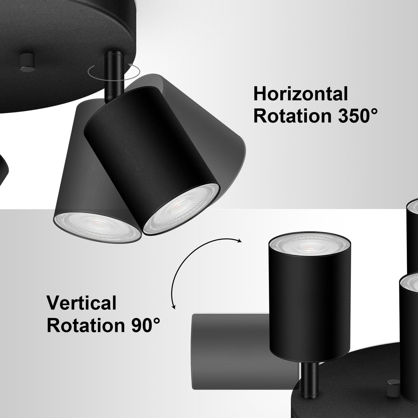 4 Light Track Lighting Fixtures Ceiling  Matte Black Round Directional Ceiling Spotlight  Gu10 Flush Mount Track Fixture  Adjustable Modern Led Track Lights For Kitchen/Living Room  Bulb Not Included