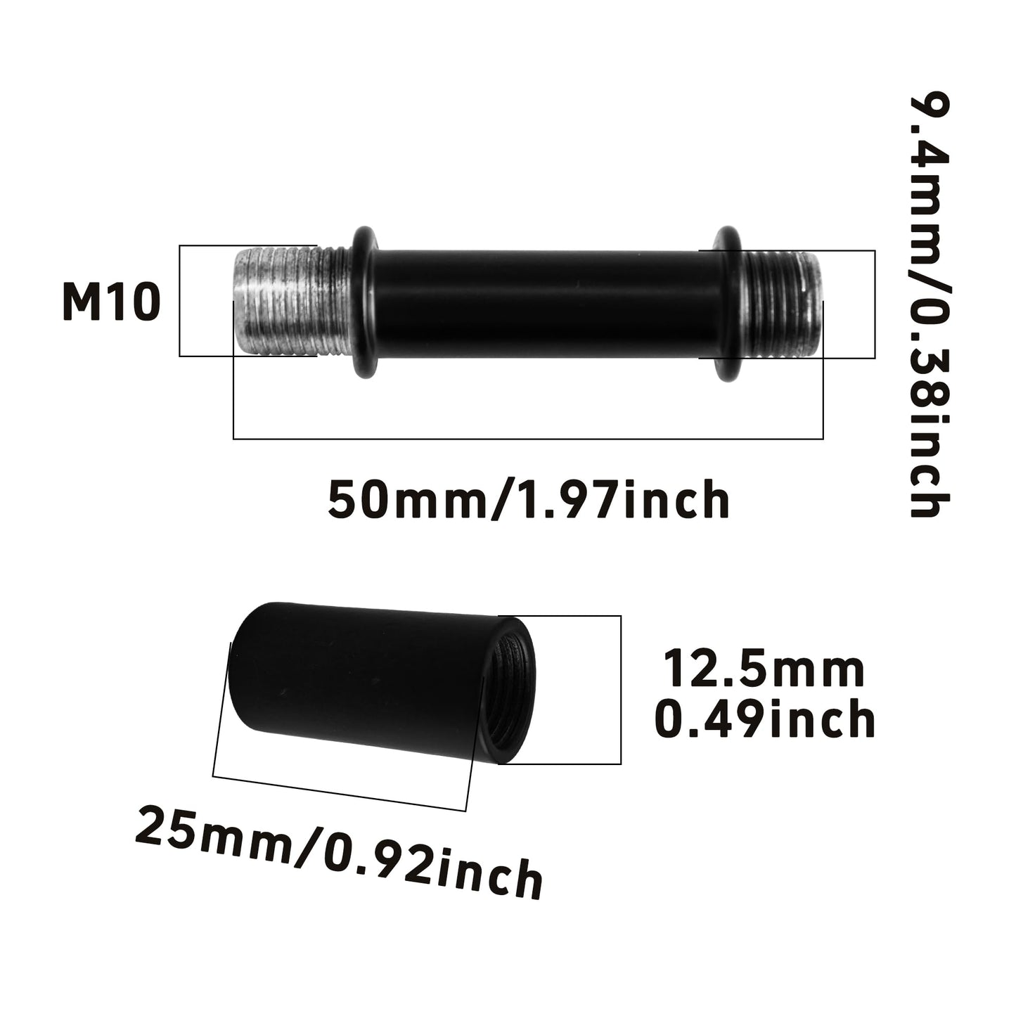 Auxbc 2” Straight Pipe Lamp Stem Kit - M10 Double End Threaded Rods For Diy Floor/Table Lamps & Ceiling Lights