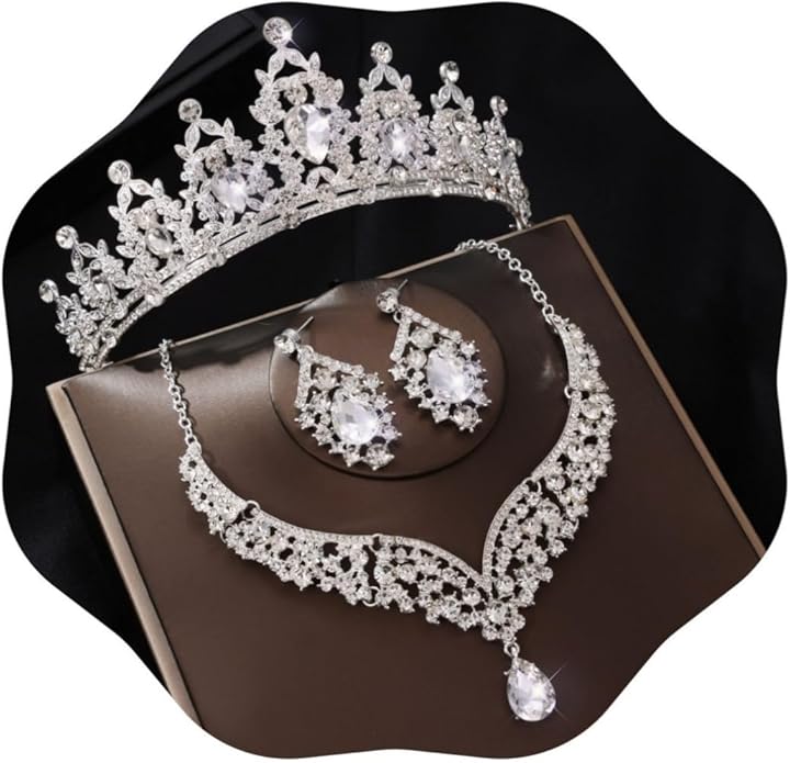 FIRCRE Crowns and Tiaras jewelry sets for Wedding princess birthday party Halloween Prom Pageant Jewelry for Women Crystal...