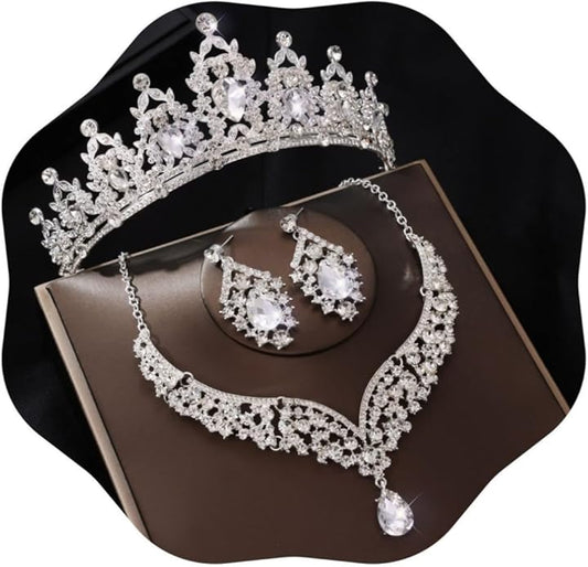 FIRCRE Crowns and Tiaras jewelry sets for Wedding princess birthday party Halloween Prom Pageant Jewelry for Women Crystal...