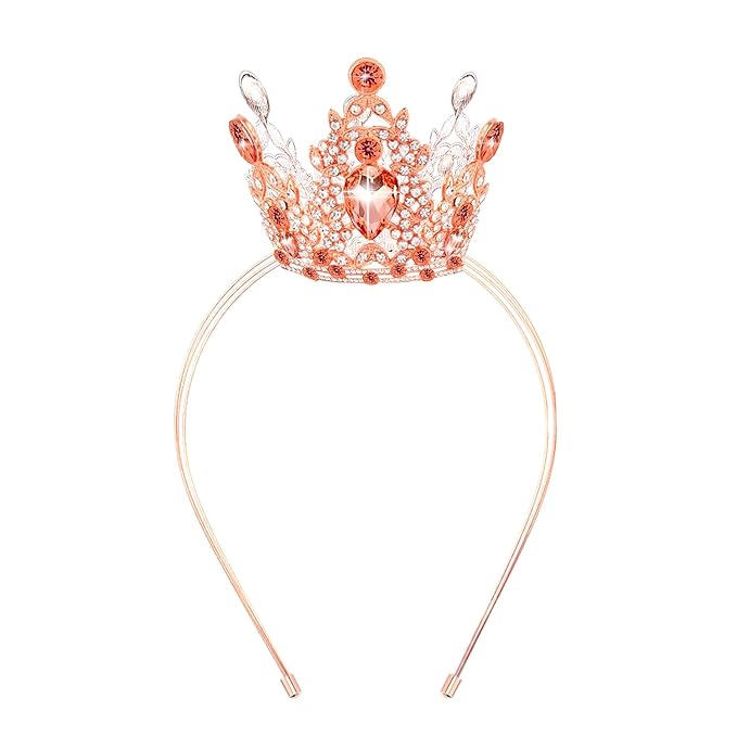 VELSCRUN Rose Gold Crystal Tiara Headband, Crowns for Women, Princess Girls Tiaras, Royal Queen Crown Princess Quinceanera...