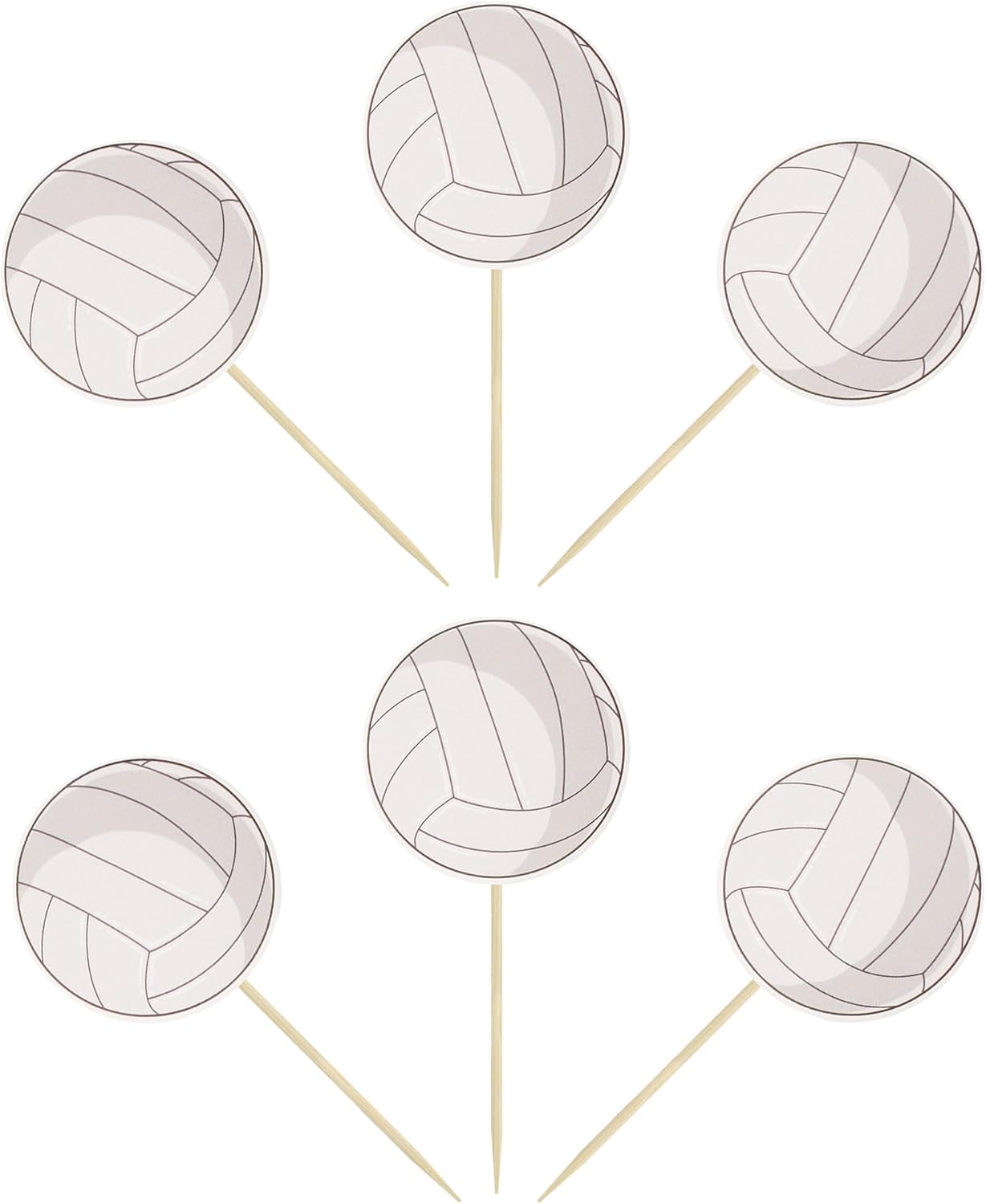 36Pcs Volleyball Cupcake Toppers Sport Balls Cupcake Picks Volleyball Theme Birthday Party Baby Shower Sport Game Party Cake Decorations Supplies