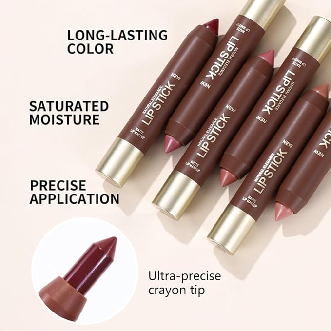Ruby Red Matte Lipstick Crayon for Women, 24 Hour Lipstick Lip Liner Pencil Long Lasting Waterproof Smudge Proof, Vegan & Cruelty-Free, Neutral lip liner marker Easy Application Full Coverage B04#