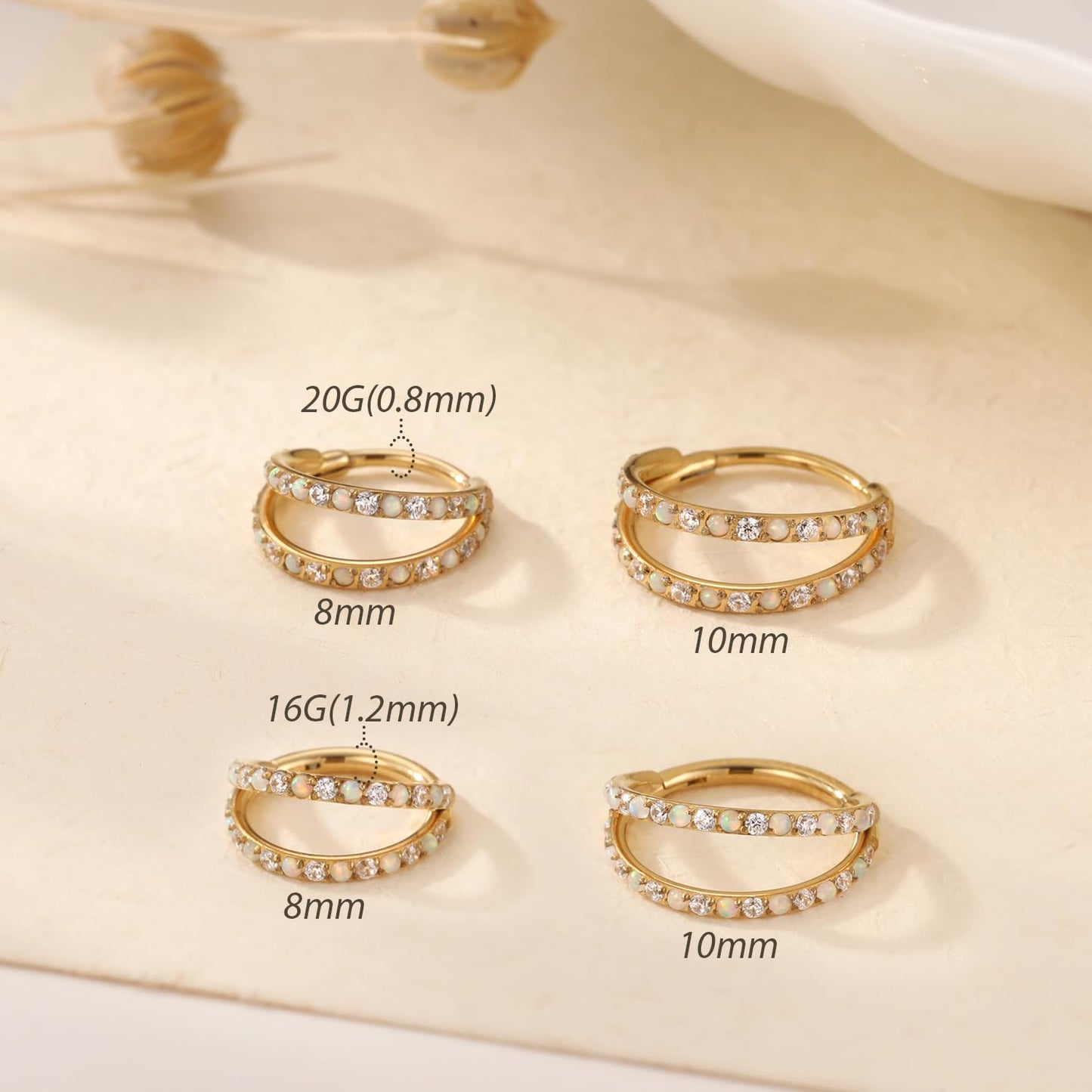 FUNLMO Double Septum Nose Ring 16G Helix Daith Cartilage Conch Lobe Piercing Jewelry Septum Jewelry Cartilage Earring Hoop Surgi