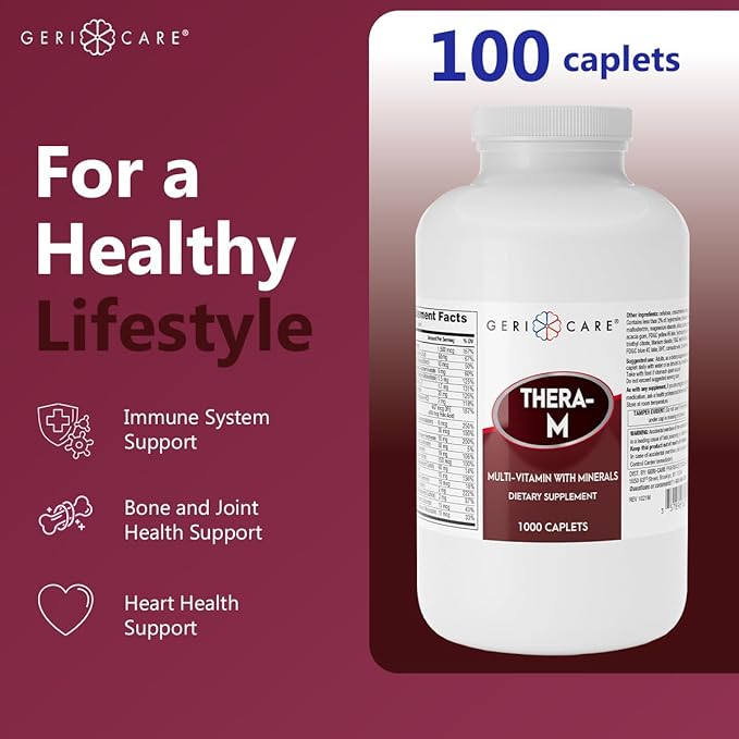 GeriCare Thera High Potency Multivitamin with Mineral Caplets, Nutritional Supplement, 1000 Count (Pack of 1)