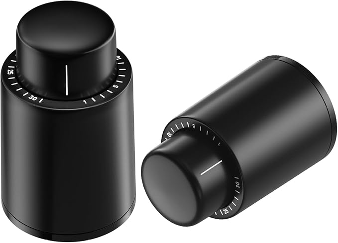 [2 Pack] Vacuum Wine Stopper Wine Saver with Silicone Plug, Reusable Wine Cork Cap for Bottles, Vacuum Pump Cork Keep Wine Fresh, Wine Preserver with Time Scale Record
