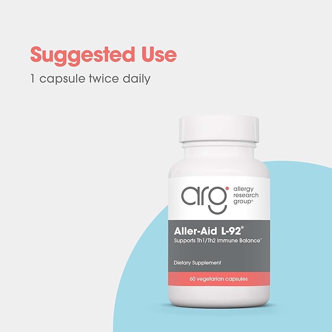 Allergy Research Group Aller-Aid L92 Supplement - with Lactobacillus Acidophilus, Indian Frankincense, Boswellic Acid, Vegetarian Capsules - 60 Count