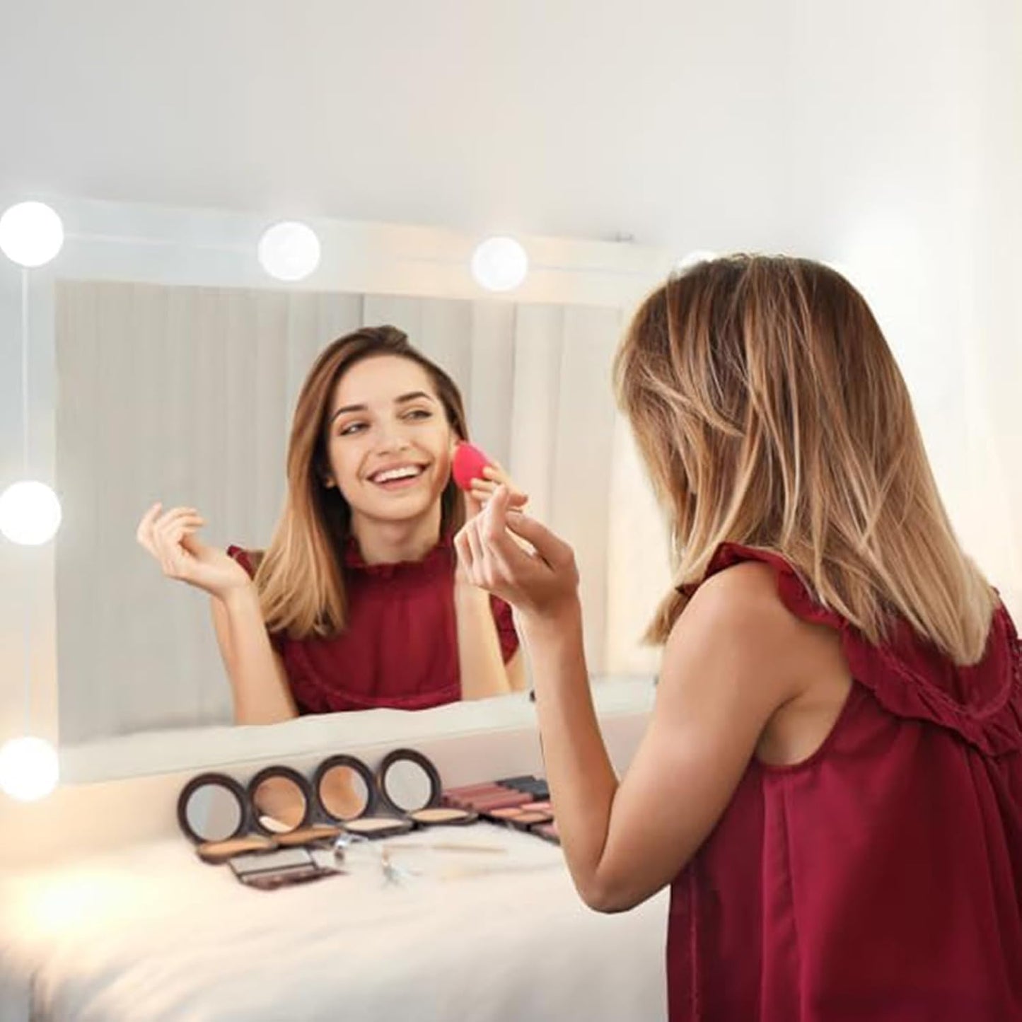Pretmess Hollywood Style Vanity Lights - 10 Dimmable Bulbs, Adjustable Brightness, Usb Powered, Multicolor, Led, Plastic