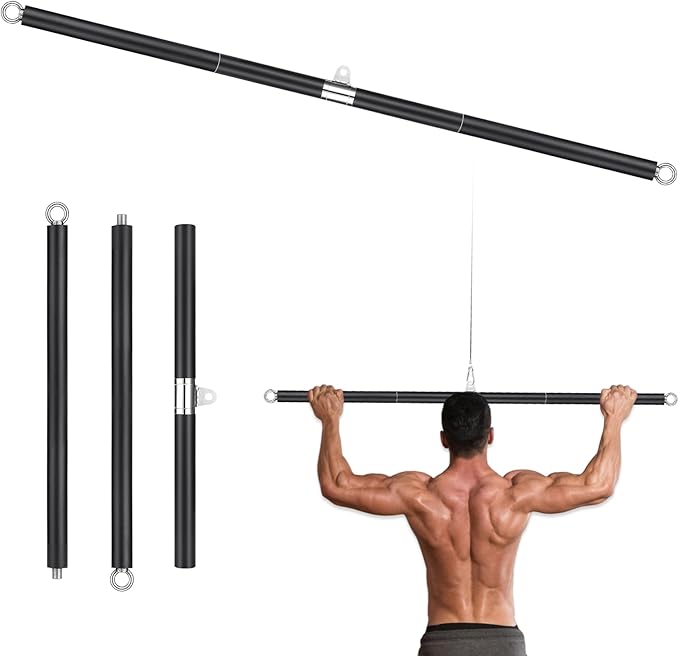 Prebene LAT Pull Down Bar, Dual Hook Bar Cable Attachment, Heavy Duty Gym Bar for Cable Machine, Suit for Resistance Band ...