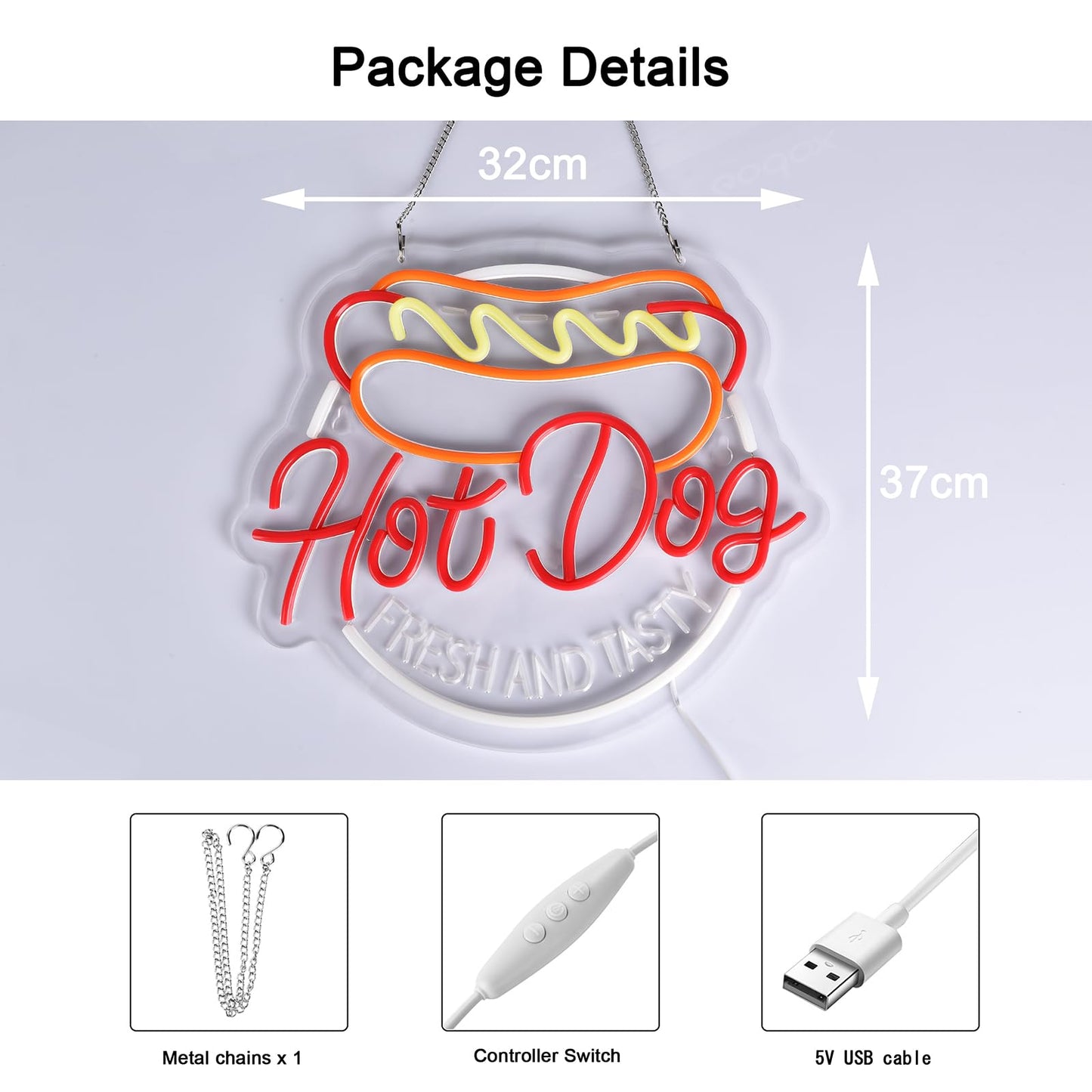 Jomobuty Hot Dog Neon Sign For Wall Decor Led Light Up Sign Business Signage For Home Kitchen Restaurant Bar Cafe Fast Food Shop Gift 14.6 X 12.6 Led Art Wall Hanging Decorative Lights