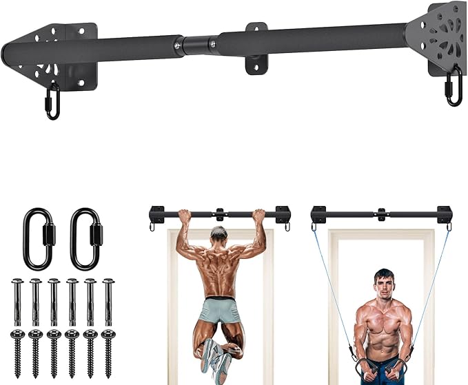 Kipika Wall Mounted Pull Up Bar - Heavy Duty 450 LB Capacity Doorway Chin Up Bar for Home Gym, Sturdy Steel Construction w...