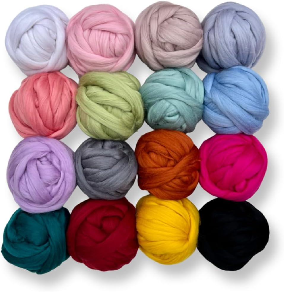 Revolution Fibers Dyed Corriedale Wool | 8.2 Ounces of Premium Combed Wool Top | 26 Micron, 100% Pure Corriedale Wool Roving, Ethically Sourced (Raven Black)