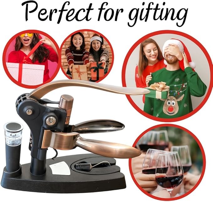 Cork Screw Wine bottle opener - 7 accessories in a premium box - Sturdy Rabbit Wine Opener Manual - Foil Cutter - Extra Spiral - Bottle Stopper - Drip Ring - Aerator Pourer – Opener Lever
