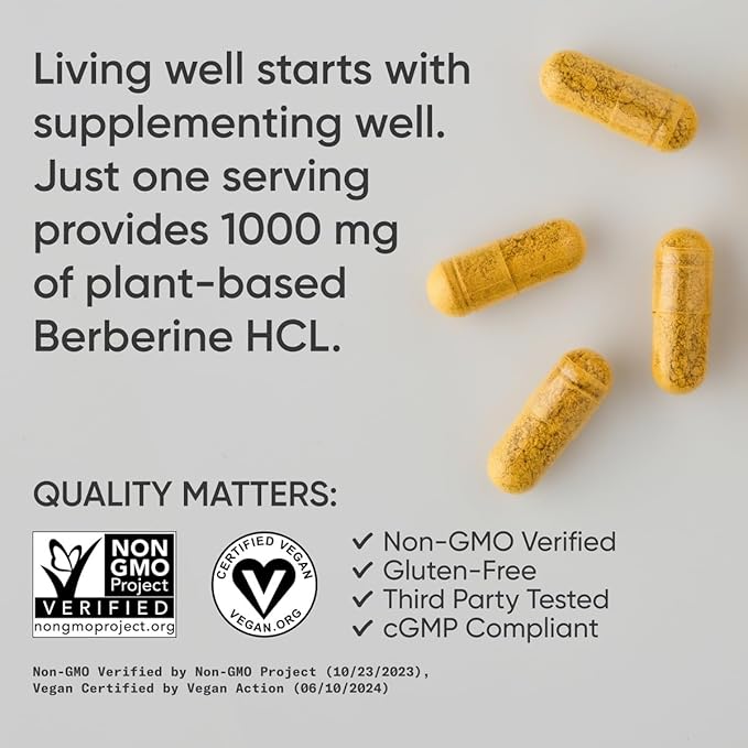 Sports Research Berberine - Herbal Ayurvedic Metabolic Health Support - 500mg - 120 Capsules - Vegan Certified, Gluten-Free, Non-GMO