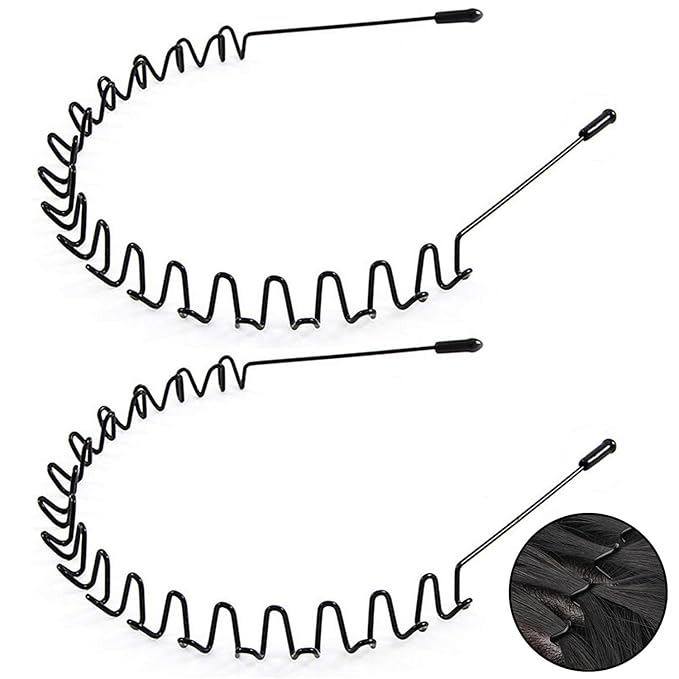 KELUBATU Metal Headbands for Men & Women, Metal Wavy Spring Hair Band, Adjustable Non-Slip Hair Hoop for Sports/Workout/Ru...