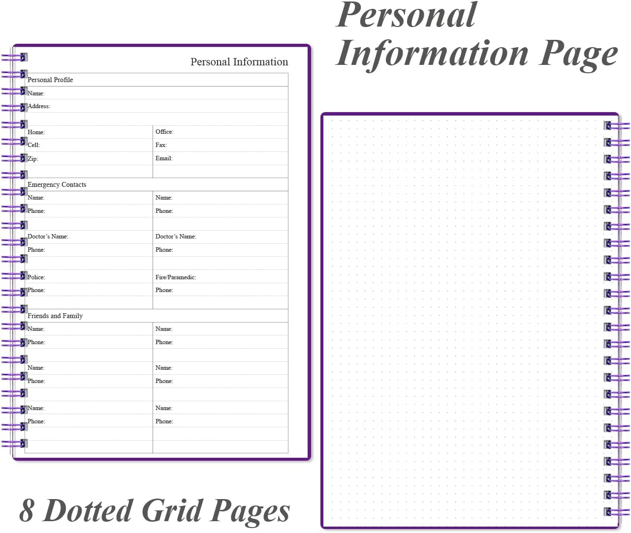 Daily Planner Undated - B5 To Do List Notebook Hourly Schedules, Spiral Appointment Planner for Women and Men, PVC Hardcover, Inner Pocket, Elastic Closure, 7" x 10", Purple