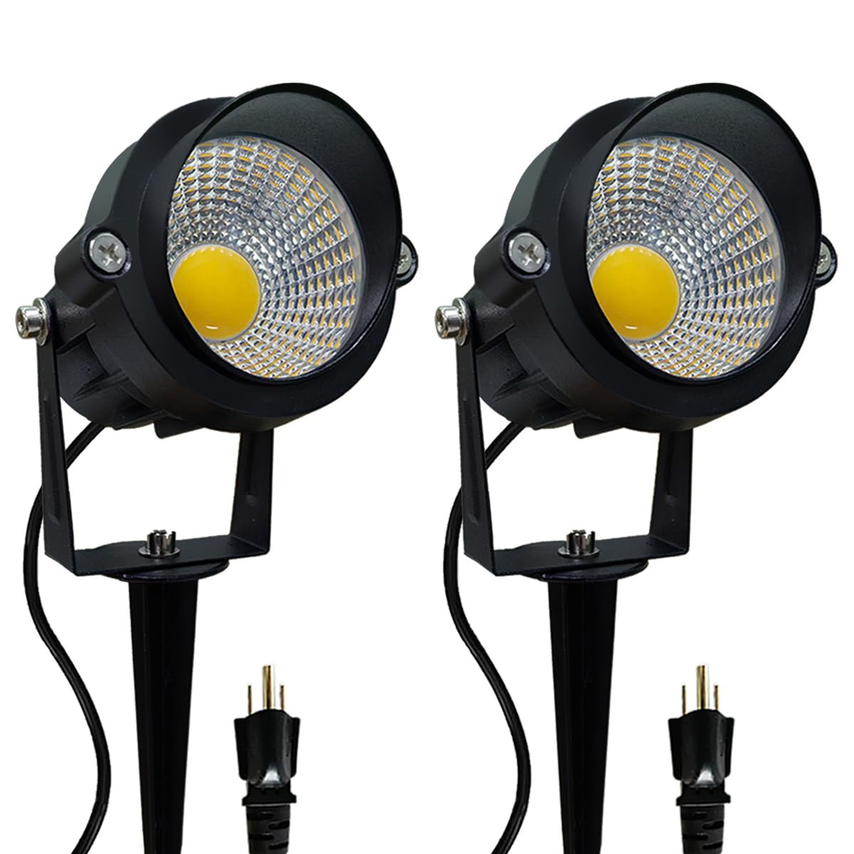 Led Outdoor Landscape Spotlight - 120V 12W Warm White Waterproof Spot Lights For Yard House Flag Tree  Lighting Decorations For Christmas Halloween(2 Pack)