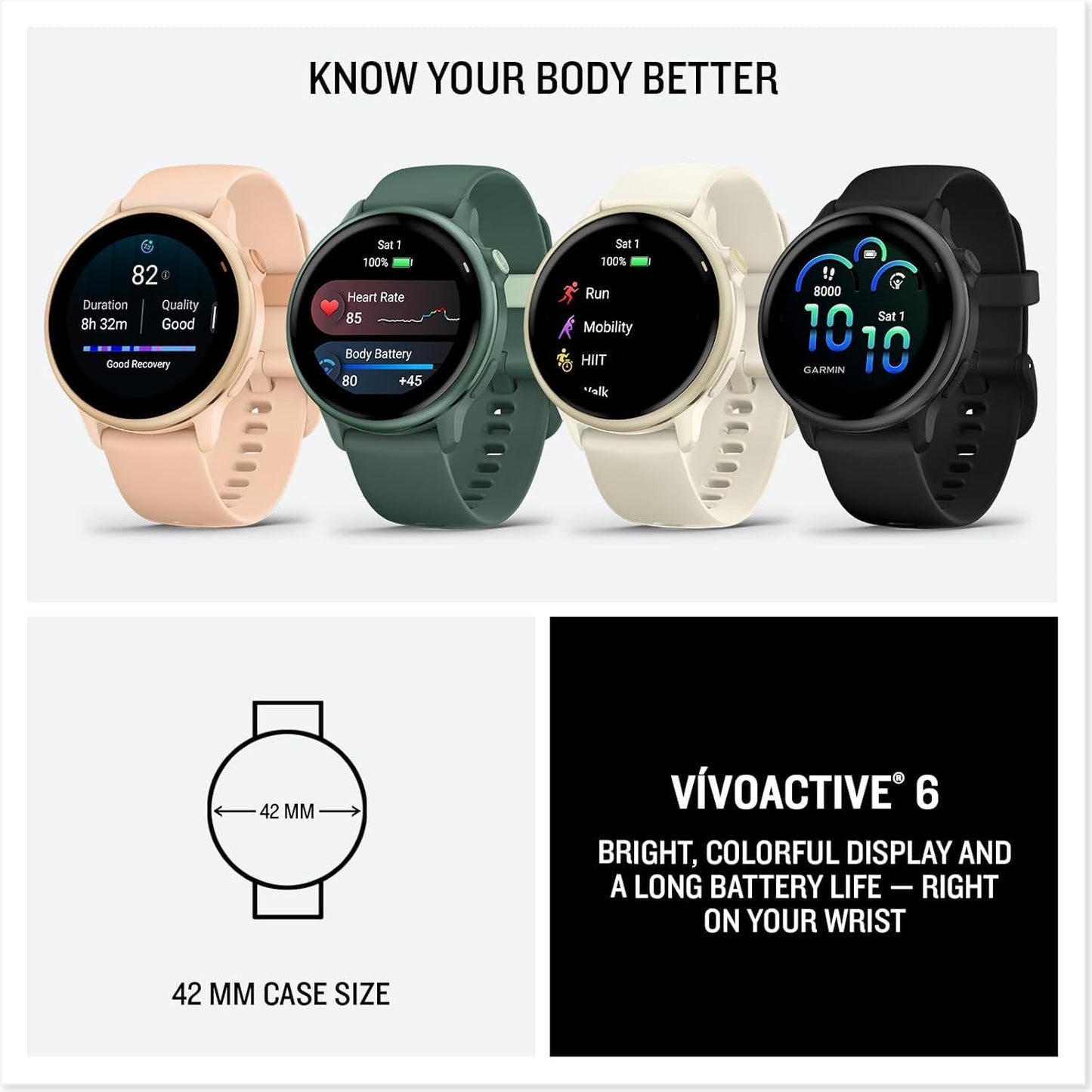 Garmin vivoactive 6 GPS Smartwatch with AMOLED Display, Pink Dawn | Advanced Health and Fitness Features, Up to 11 Day Battery, Energy Monitoring, Sleep Coach | with Signature Series Power Bundle
