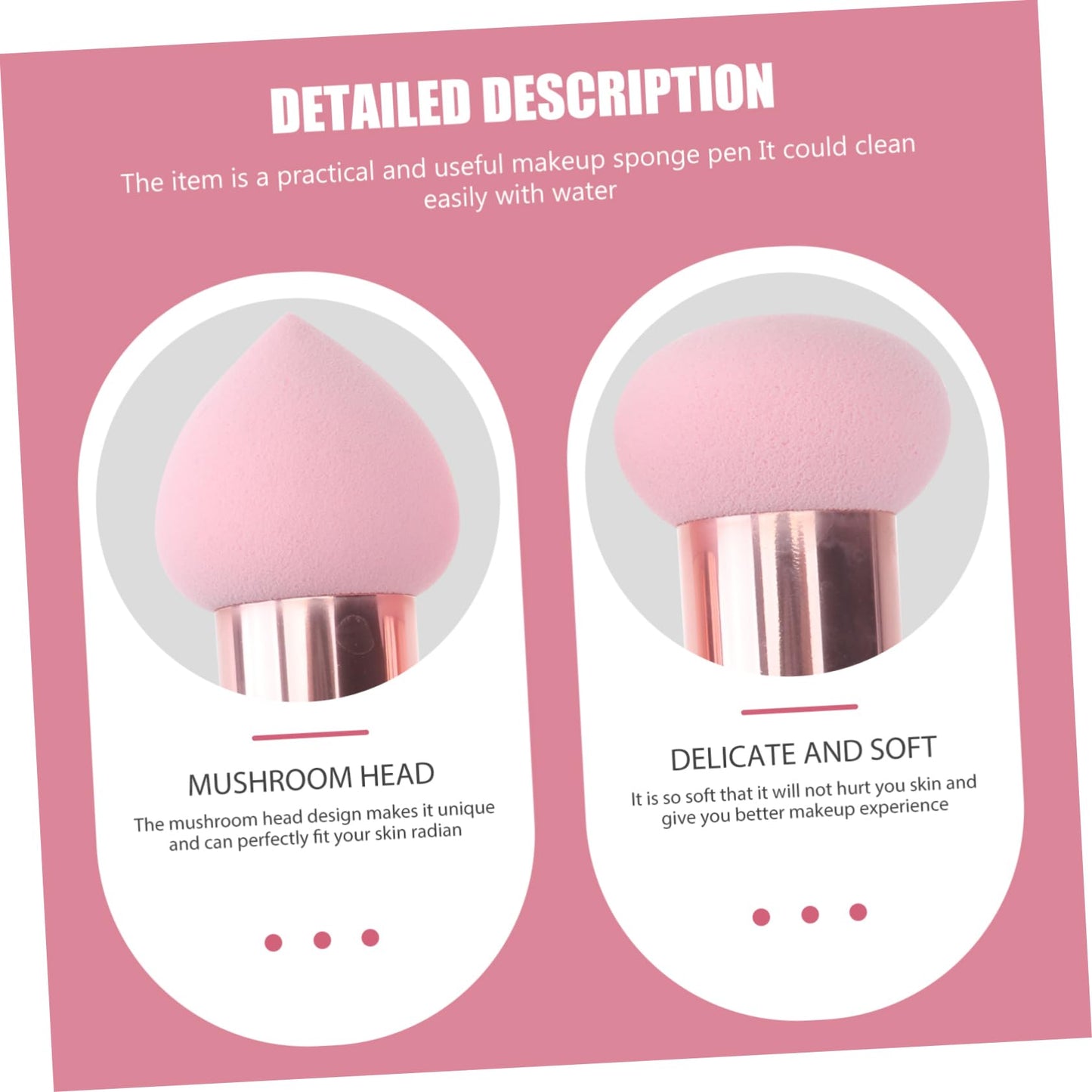 SHERCHPRY 3Pcs Makeup Sponge Brush, Makeup Blender Sponges for Foundation, Professional Purple Make Up Sponge with Handle, Cosme