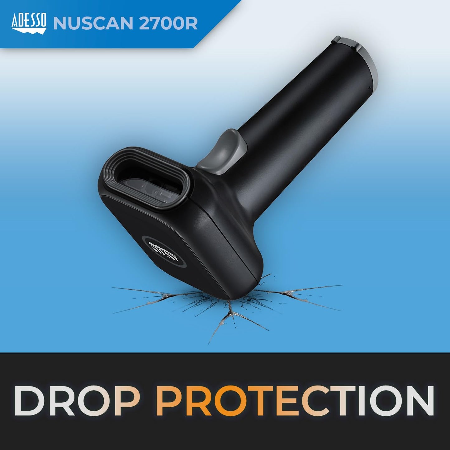 Adesso Nuscan 2700R Wireless Barcode Scanner With Charging Cradle - High-Speed 2D Scanning Engine, 120 Fps, 2.4Ghz Rf Wireless T