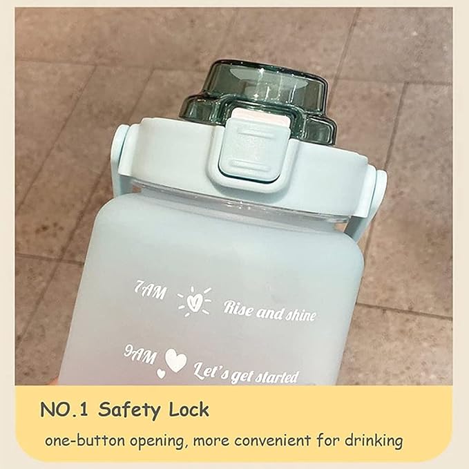 Sports Graduated Water Bottle 2000ml Simple Portable Thermo mug with Straw Lid, Perfect for Outdoor Travel or Gift for Your Family and Friends
