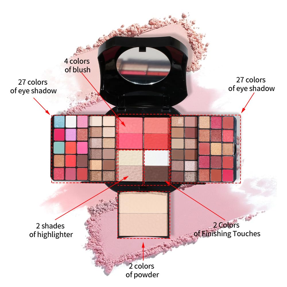 64 Colors cosmetic Kit Makeup Kit For Teens Make up Kits For Girls Makeup Palette Eyeshadow Makeup Mirror For Women Gift