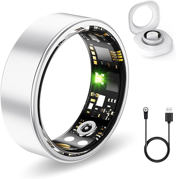 Smart Health Rings for Women Men, Fitness Tracker with Heart Rate, Blood Oxygen, HRV, Sleep Tracker, Step Tracker, No Subs...