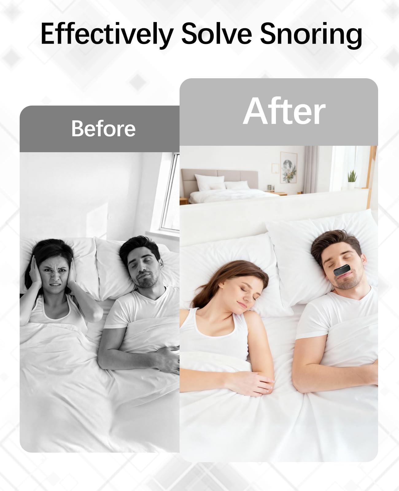 Anti Snoring Devices, Electric Snoring Solution with Adjustable Security Strap, Adjustable 6-Speed, Universal Fit for All Nose Shapes, Portable Sleep Apnea Devices for Men & Women (Charcoal Black)
