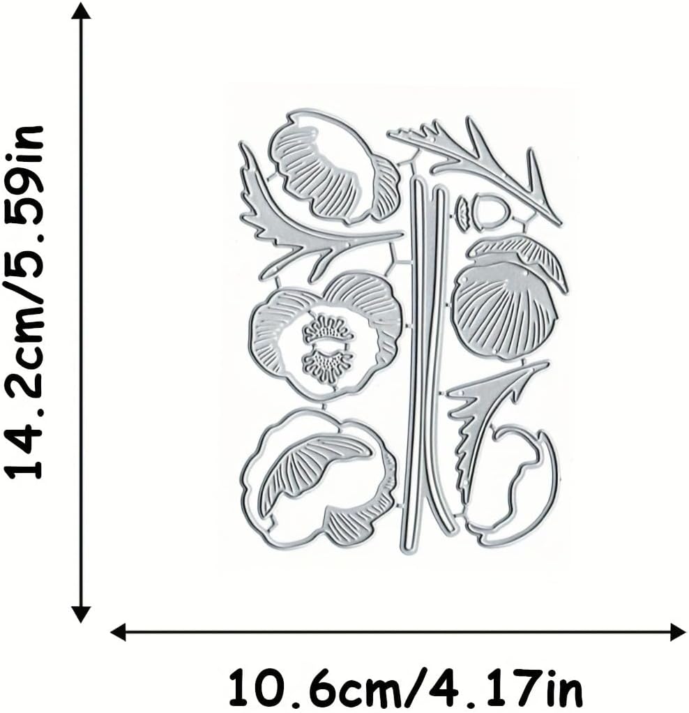 Flowers Metal Cutting Die for Scrapbooking - Cut Stencils for DIY Scrapbook Photo Album Decorative Paper Card, Card Making Supplies, Stencils & Crafting Die Cut (Geranium 5.6 x 4.2 in)