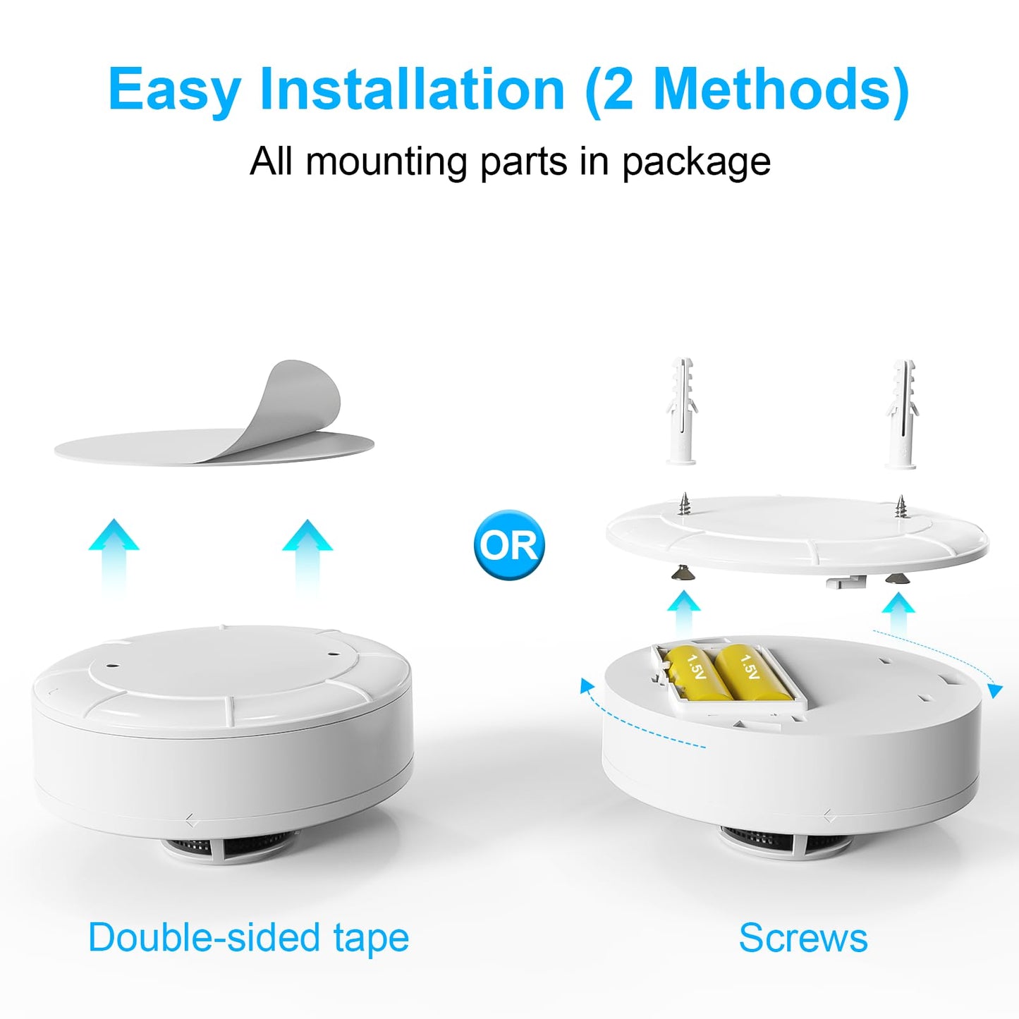 4 Pack Smoke Detector Photoelectric Smoke Alarm with Test/Mute Button, Replaceable AA Battery Battery Powered Fire Alarms for Home(Battery Not Included) S01D