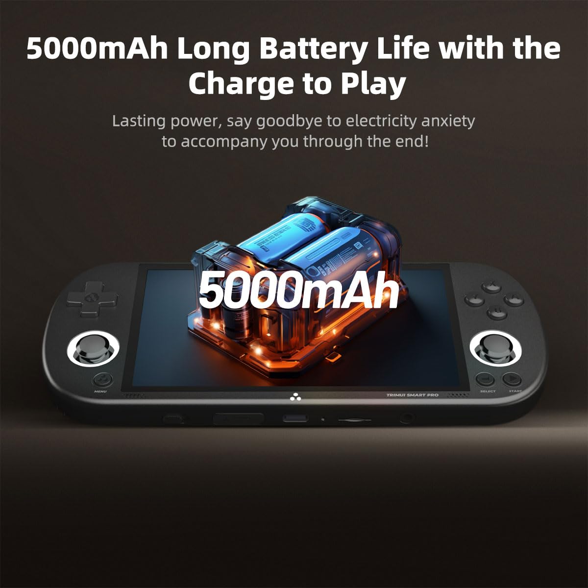 Trimui Smart Pro Game Console 4.96-Inches 720x1280 IPS Screen Built-in 64G TF Card Video Gaming Consoles 5000mAh Lithium Battery Supports Multiple Simulators Casual Game Console-Gray