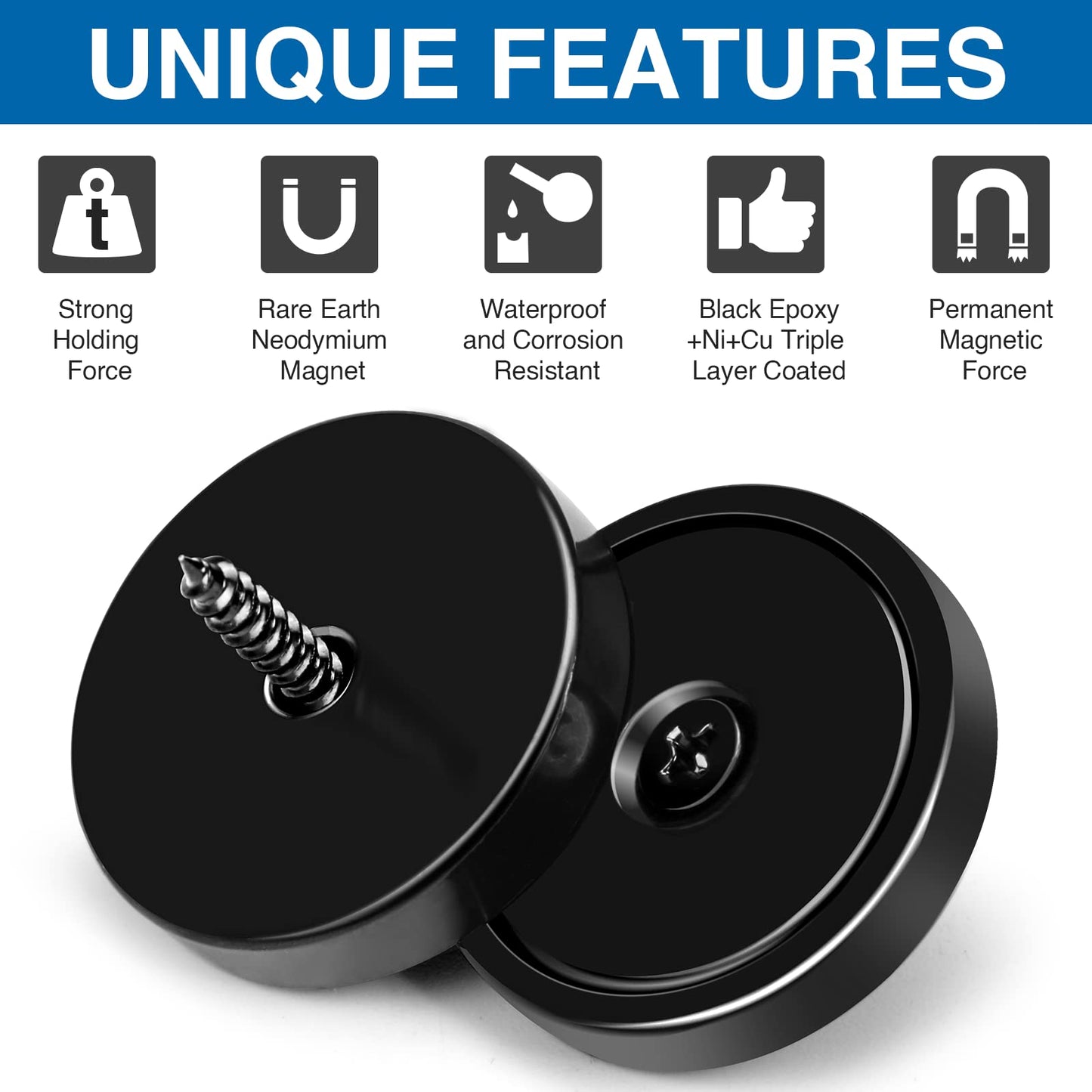 LOVIMAG Magnets,110lb+ Waterproof Super Strong Neodymium Magnet with Hole for Wall Mounting,Strong Rare Earth Cup Magnets with Heavy Duty Countersunk Hole and Screws for Tool Room,Workplace-Pack of 10