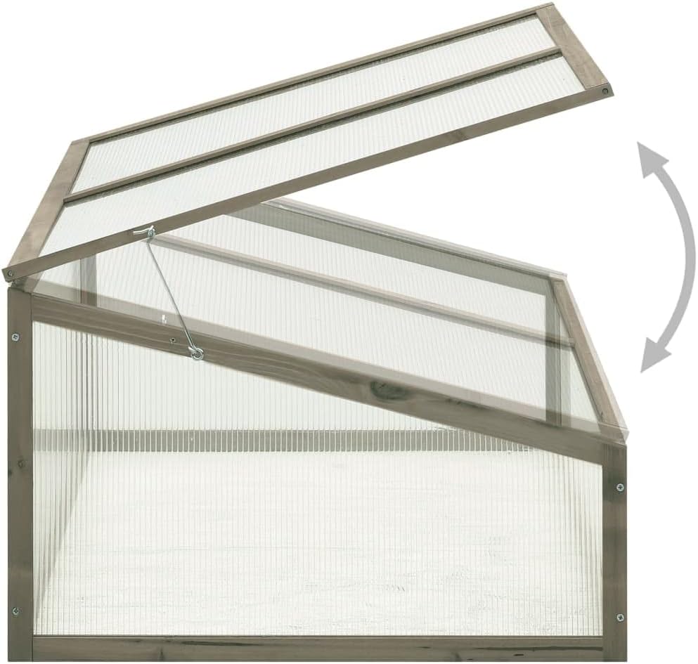 Solid Firwood Garden Portable Wooden Greenhouse, Raised Flower Planter with Open Bottom, Mini Greenhouse Cabinet for Outdoor Indoor Use 39.4"x25.6"x15.7"/Gray