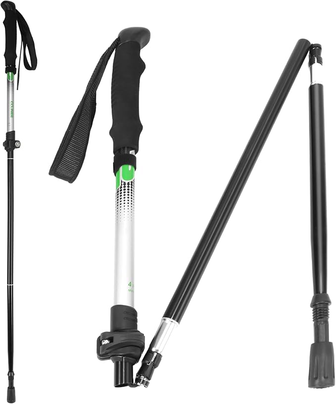 Travel Folding Trekking Hiking Pole with Carrying Case,Collapsible Cane Adjustable Walking Stick Portable Mobility Aid for...