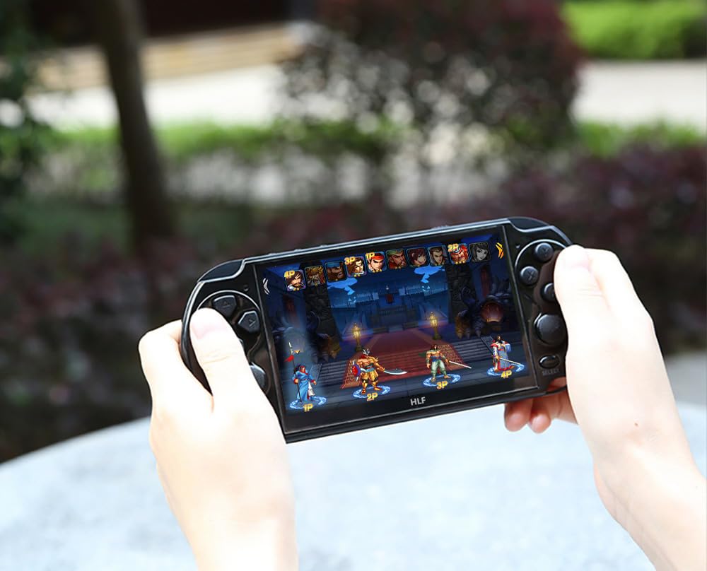 HLF Multi-Function 5.1 Inch Video Game Console Built-in 7500 Retro Games Portable Handheld Portable Support Arcade Multiple Emulator Games Archiveable MP3/4 Men/Kids