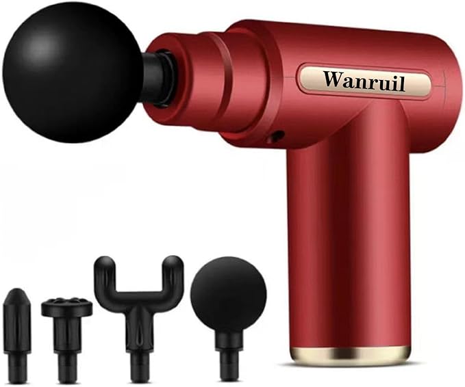 WANRUIL Massage Gun,Upgrade Deep Tissue Muscle Massager for Pain Relief,Percussion Massager with 4 Massage Heads & Silent ...