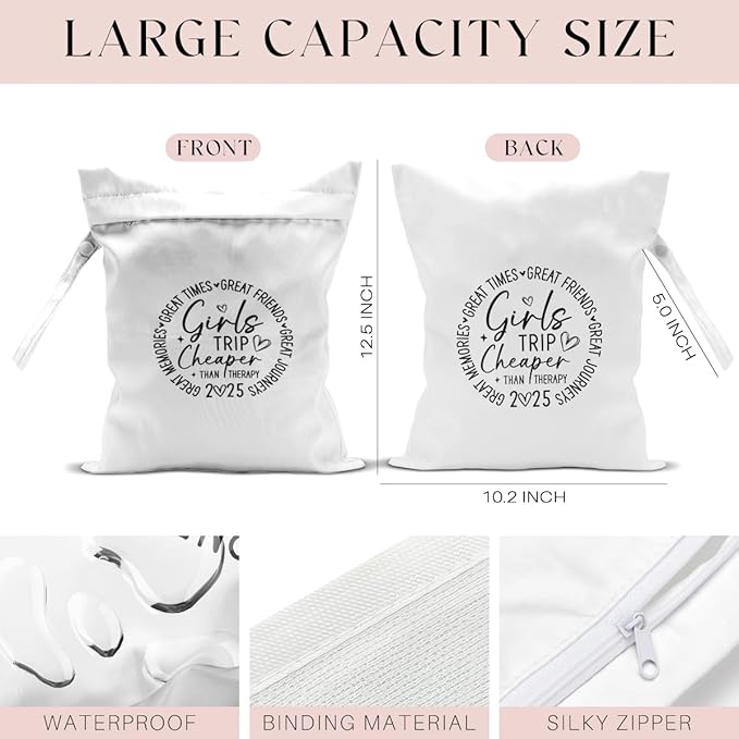 2Pcs Girls Trip Gifts Wet Dry Bag, Beach Bag Wet Bag Favors, Sunscreen Aloha Bags Swimsuit Toiletry Travel Essentials For Women, Beach Travel Laundry bags for Dirty Diaper Swimsuit Gifts