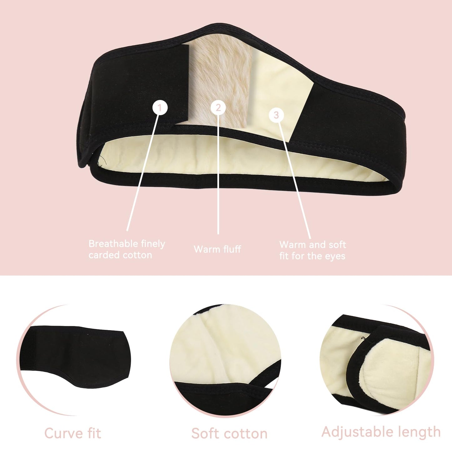 Agatige Sleep Ear Muffs, Soundproof Sleep Earmuff Headband Sleeping Noise Cancelling Ear Wrap Muffs Winter Women Sleep Mask (1, Black)