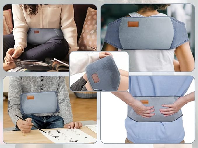 3 in 1 Hot Water Bottle Pouch with Waist Cover, Warm Water Bag, Pouch with Soft Belt, Eye Mask+Funnel, for Pain Relief Waist, Back, Neck