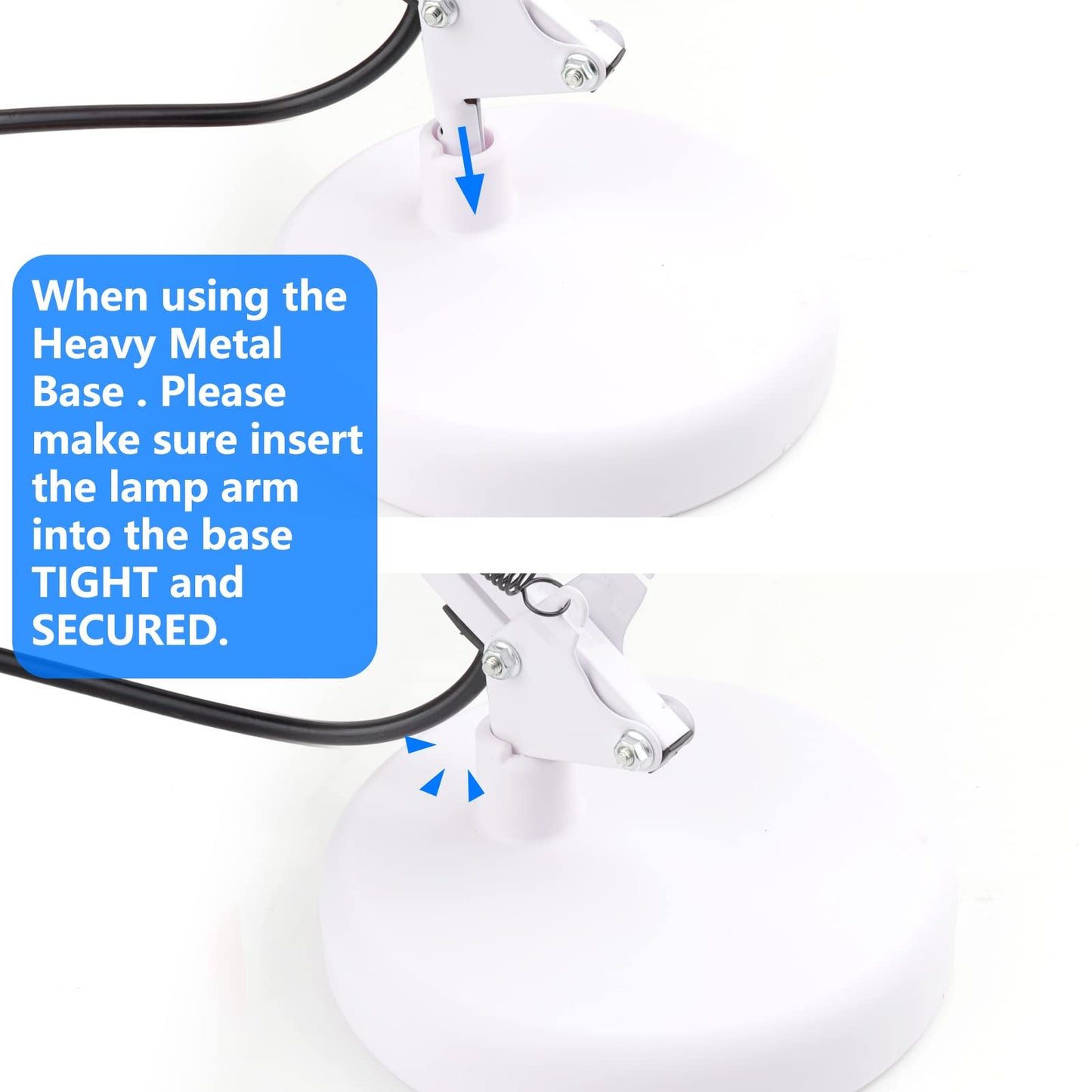 Ameritop Adjustable Metal Desk Lamp, Goose Neck Swing Arm, Eye-Caring, White