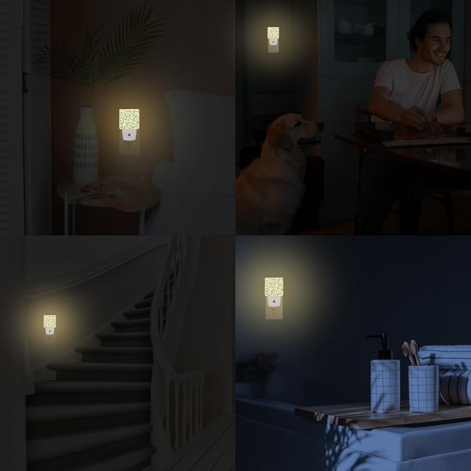 Vintage Groovy Flowers Night Lights Plug into Wall for Girls Boys Room, Night Lights LED Lamp with Dusk to Dawn Sensor Nightlight for Bedroom Kitchen Bathroom Hallway Home Wall Decor