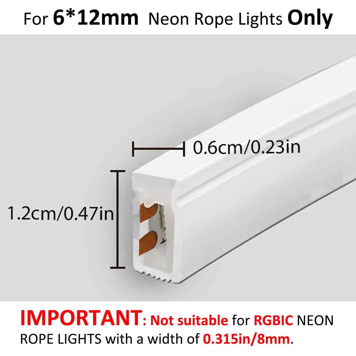 Lucienstar Neon Rope Light Mounting Brackets, PVC Clips for 6x12mm LED Strip, 100PCS, Includes 100 Screws, Neon Clips