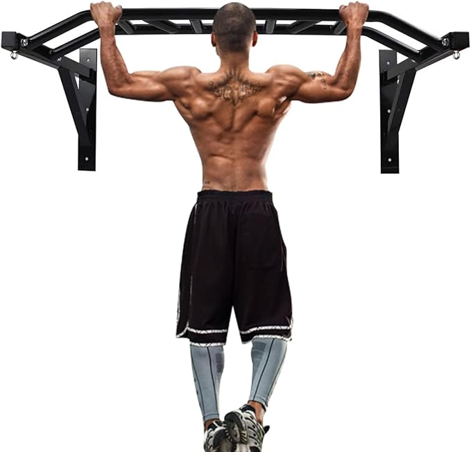 ptlsy Wall Mounted Pull Up Bar Multifunctional with Multi-grip Chin Up Bar Heavy Duty Dip Station for Home Gym Indoor Work...