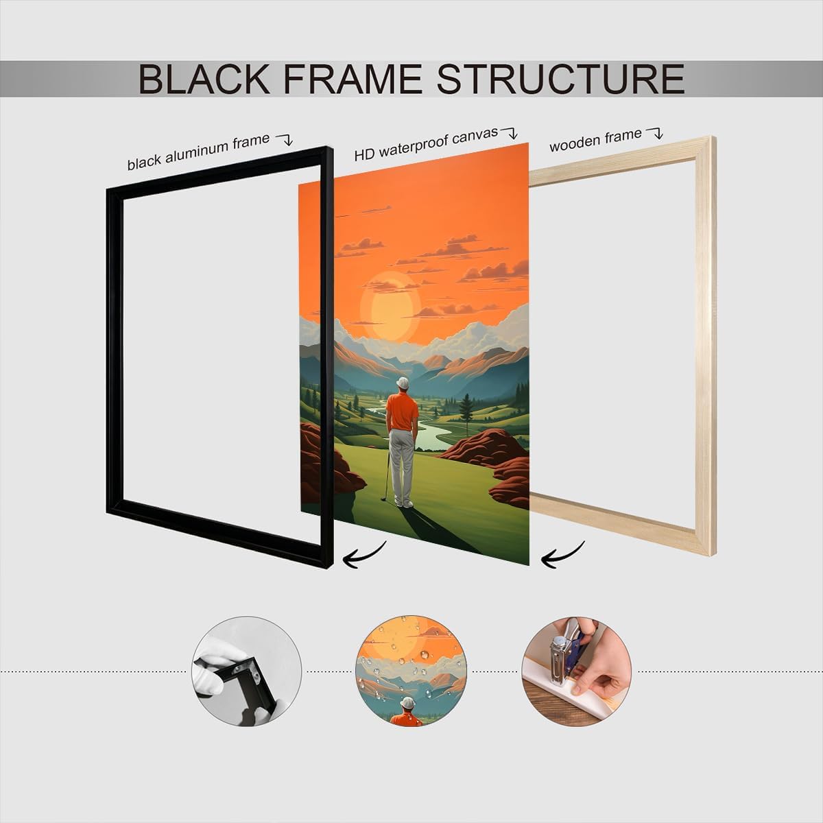 Trendy Golf Course Poster Golf Theme Canvas Wall Art Aesthetic Sunset Sports Landscape Pictures Prints Painting For Living Room Bedroom Office Wall Decor 24x36in Unframed