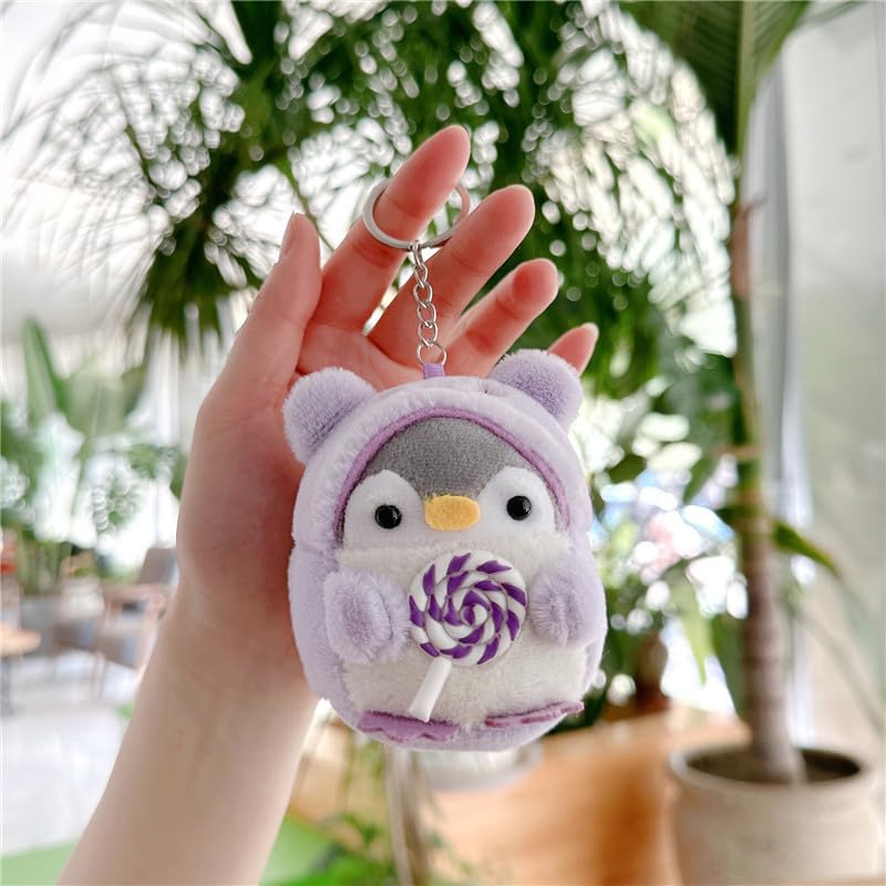 Ordabi 4 PCS Kawaii Plush Penguin Keychain for Purse Fairycore Stuffed Animal Keyring Pendant Fluffy Cutecore Charms Accessories