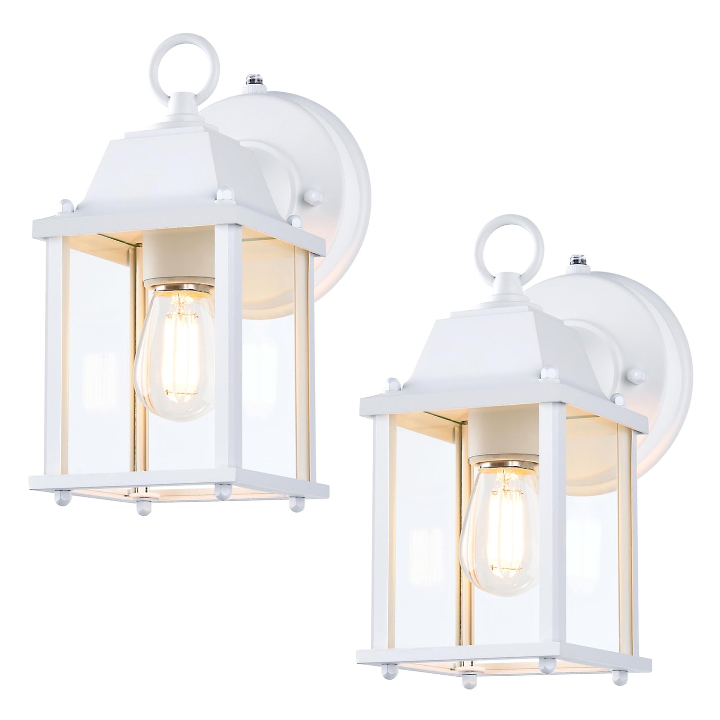 LIT-PaTH Dusk to Dawn Outdoor Wall Lantern, Waterproof Aluminum, E26 Base, 2-Pack, White, Model LT-WL009P-WT-2PK