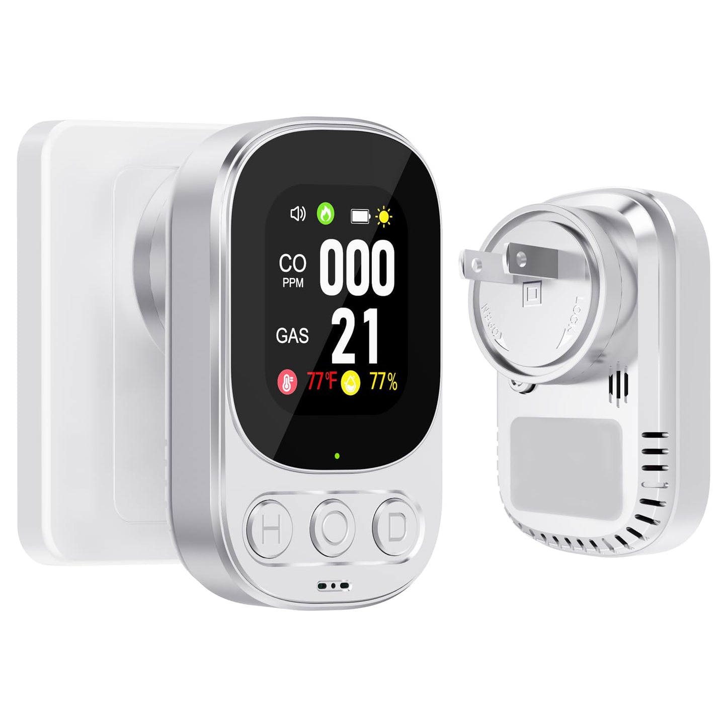 ByAnciel 4-in-1 Carbon Monoxide & Natural Gas Detector with Alarm, HD Display, Battery Backup | Plug-in Wall Monitor for CO, Gas, Temperature, and Humidity in Home, RV, Apartment Use