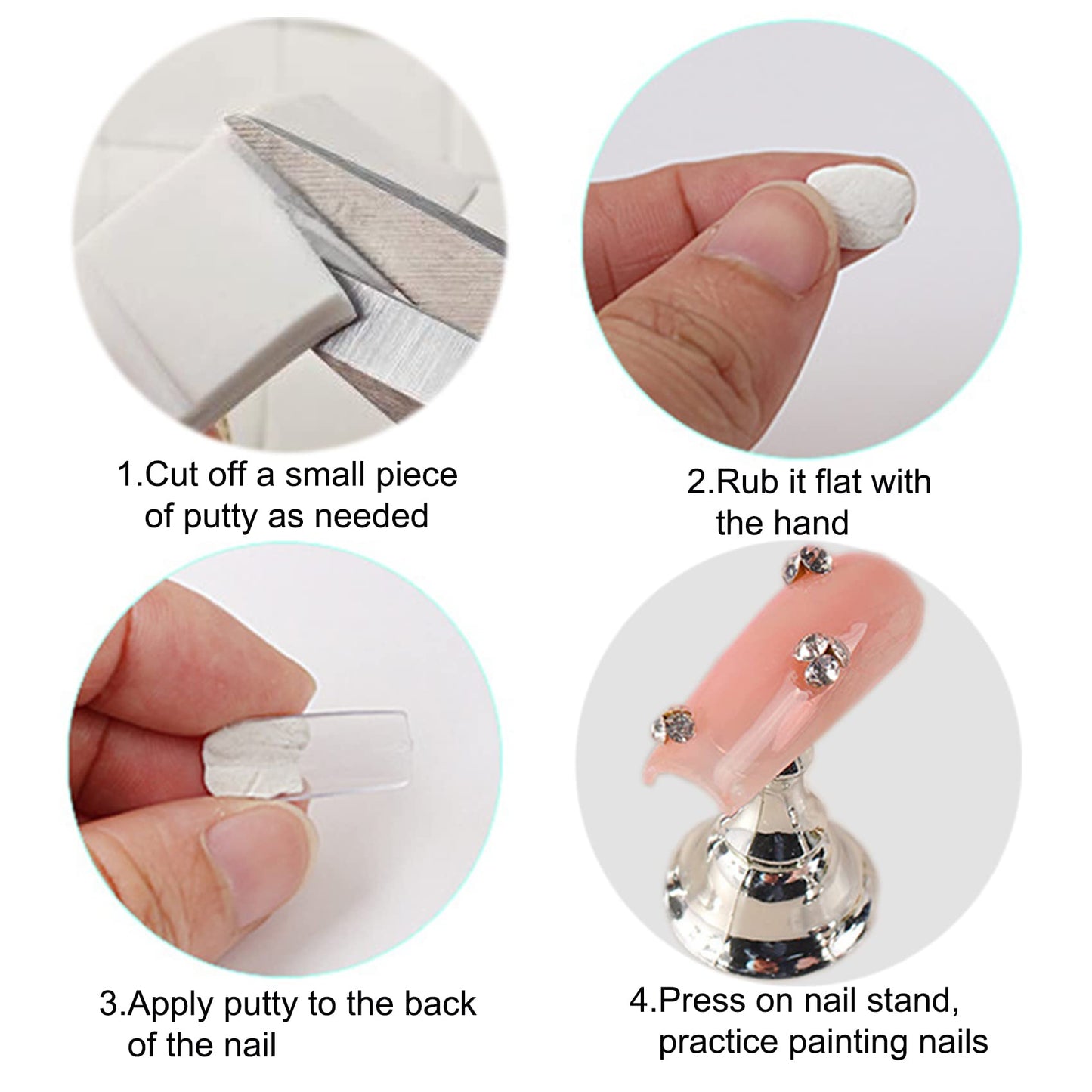 2Set Acrylic Nail Stands with 42pcs Reusable Putty Metal Nail Holder for Painting Nail Display Stand Nail Hand Practice Nail Tip
