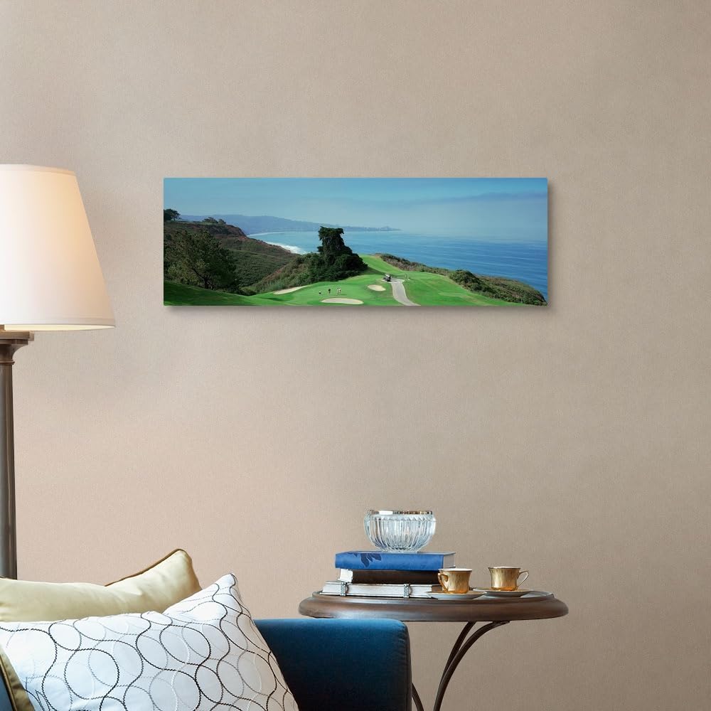 CANVAS ON DEMAND Golf Course At the Coast Torrey Pines Golf Course San Diego California Canvas Wall Art Print, Home Decor, Sports, United States Artwork, 36" x12in