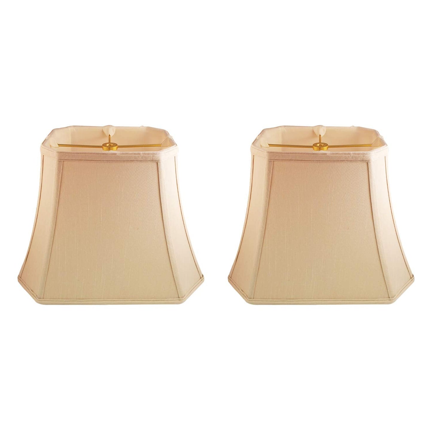 Royal Designs, Inc. Rectangle Cut Corner Lamp Shade, 6.5 x 12 x 10, Beige, Faux Silk, Model BSO-710-12BG-2, 2-Pack